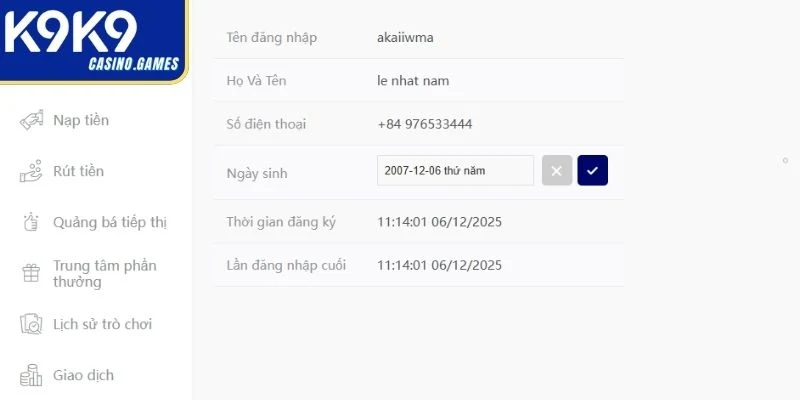 Trách nhiệm của người chơi đối với điều khoản sử dụng K9K9