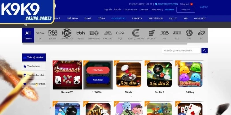 Khám phá sảnh Game Bài K9K9